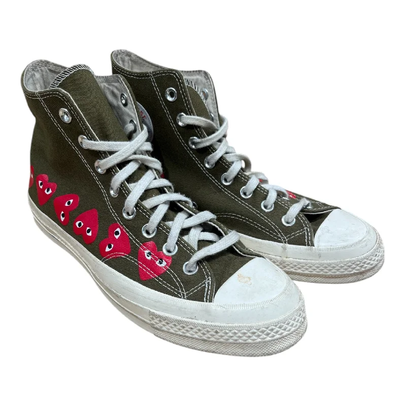 PLAY COMME des GARCONS/CONVERSE/Hi-Sneakers/US 9/Graphic/Cotton/KHK/CHUCK 70 HI-TOP MULTI-HEART