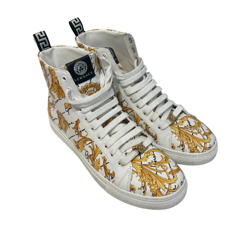 VERSACE/Hi-Sneakers/US 10/All Over Print/Leather/WHT/