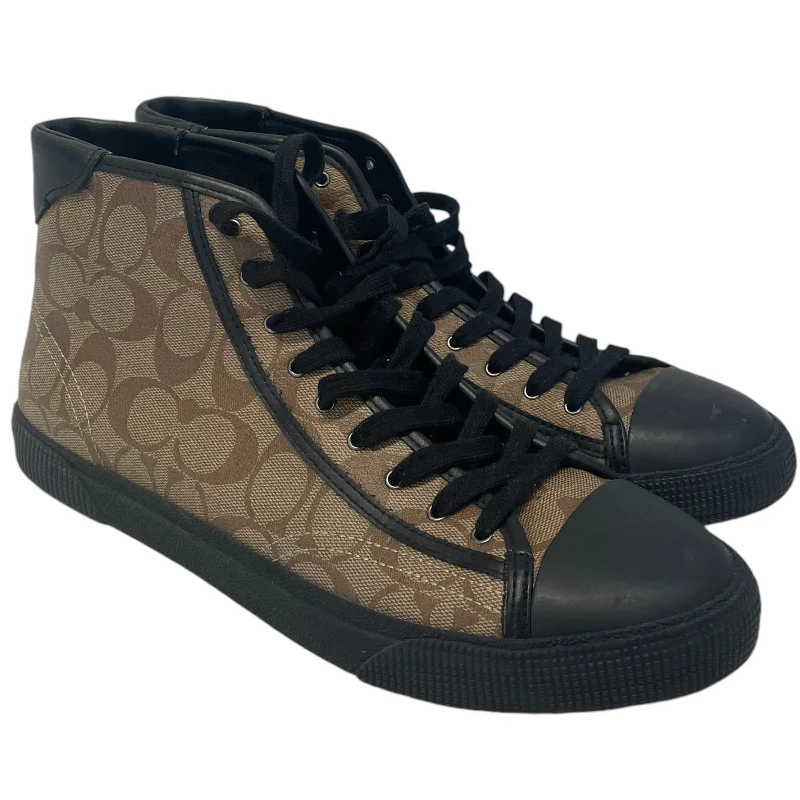 COACH/Hi-Sneakers/US 9.5/Monogram/Leather/BRW/High Line