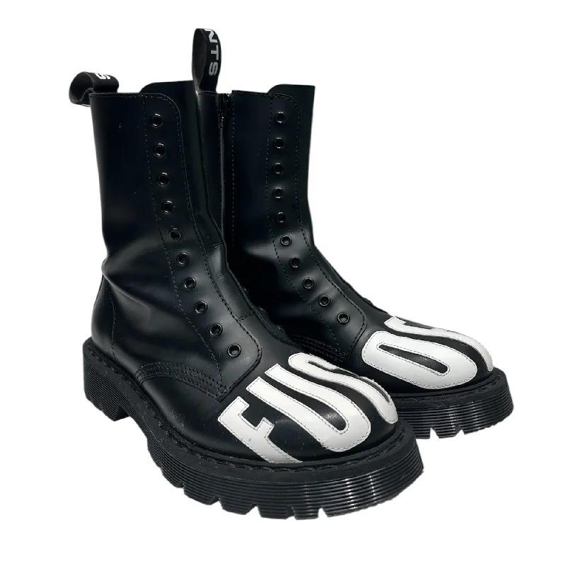 VETEMENTS/Boots/EU 41/Leather/BLK/LACELESSBOOTS,(F***,OFF)