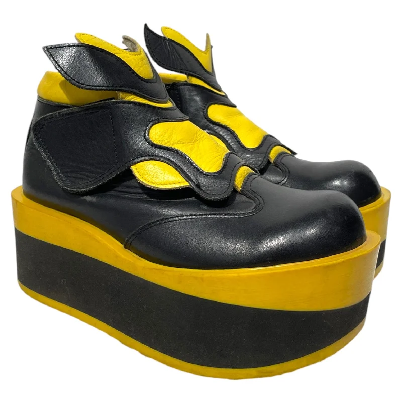 BELLY BUTTON/Low-Sneakers/US 10/Stripe/Leather/YEL/Platform Black Yellow Mix No Laces