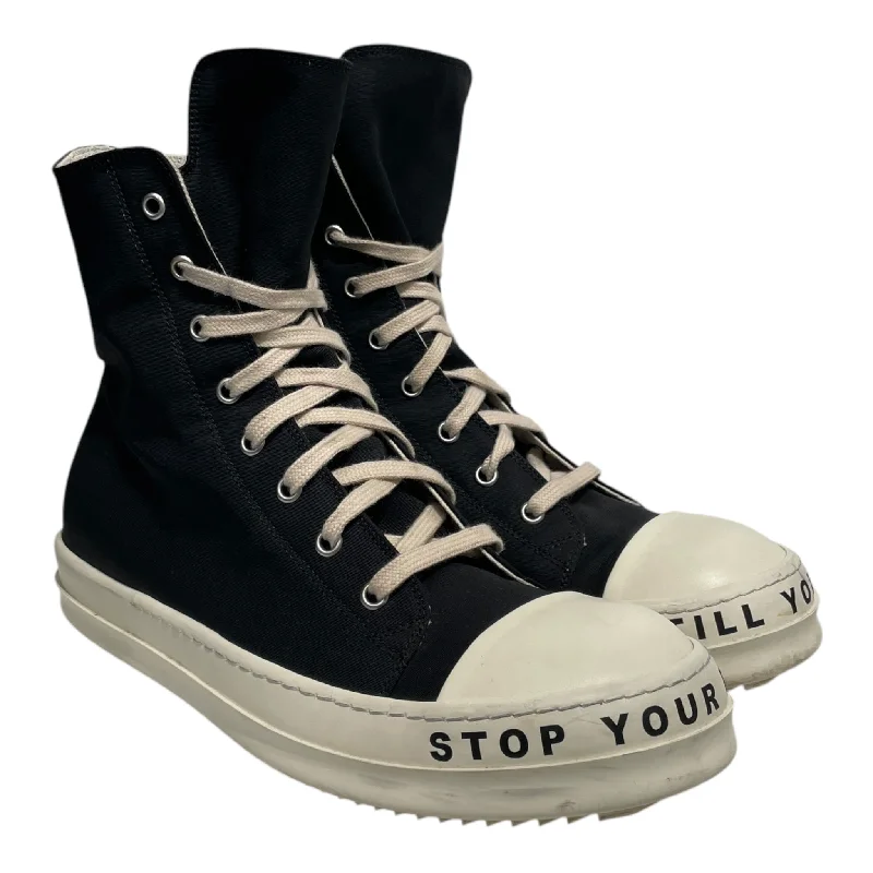 RICK OWENS DRKSHDW/Hi-Sneakers/EU 41/Graphic/Nylon/BLK/RAMONES STOP YOUR BREATH