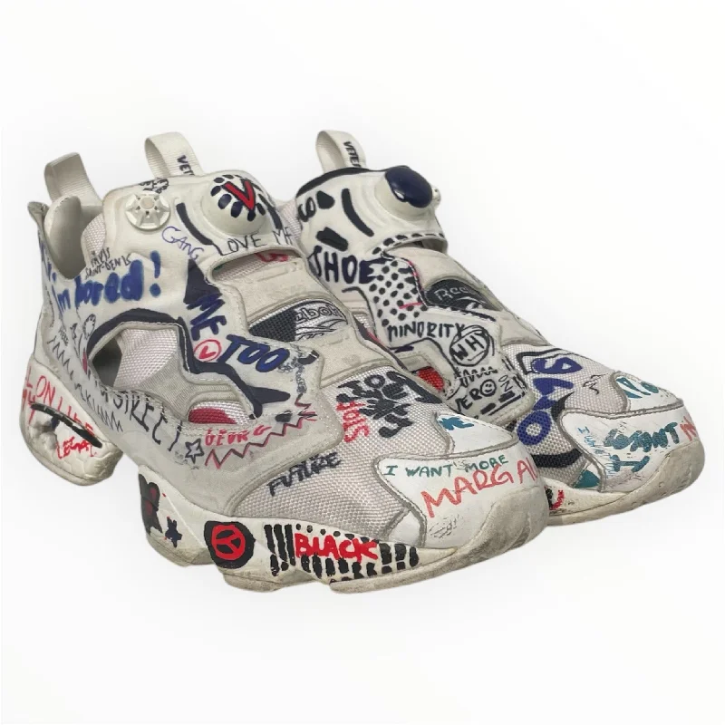 VETEMENTS/Low-Sneakers/US 9/All Over Print/Cotton/WHT/IAPUMP GRAFFITI