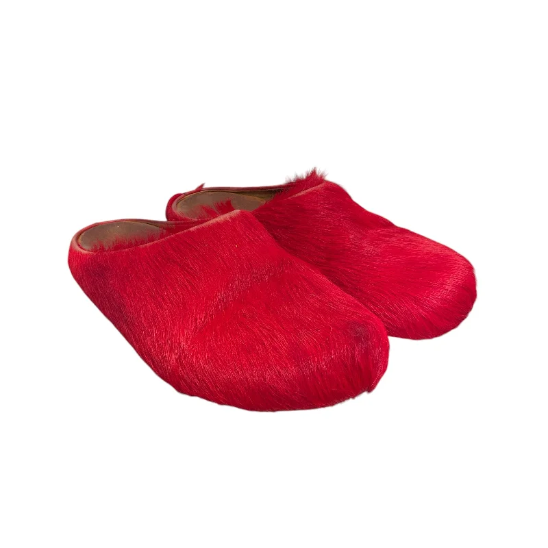 MARNI/Shoes/US 12/Fur/RED/CALF HAIR MULES