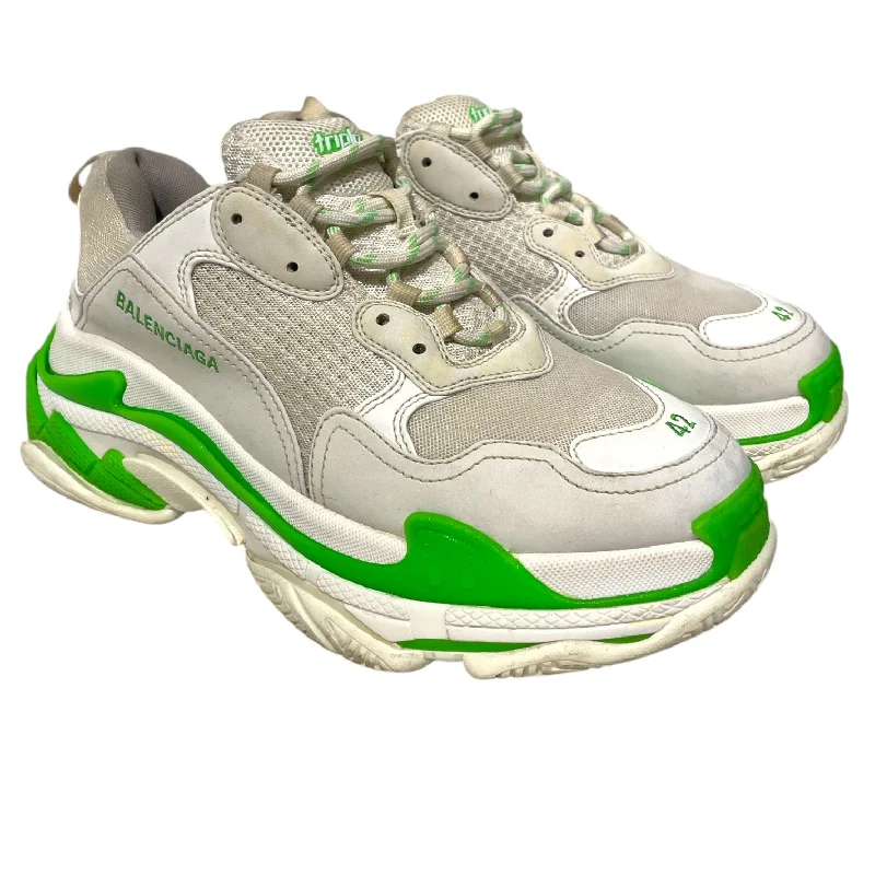 BALENCIAGA/Low-Sneakers/US 9/Border/WHT/lime green/white triple s