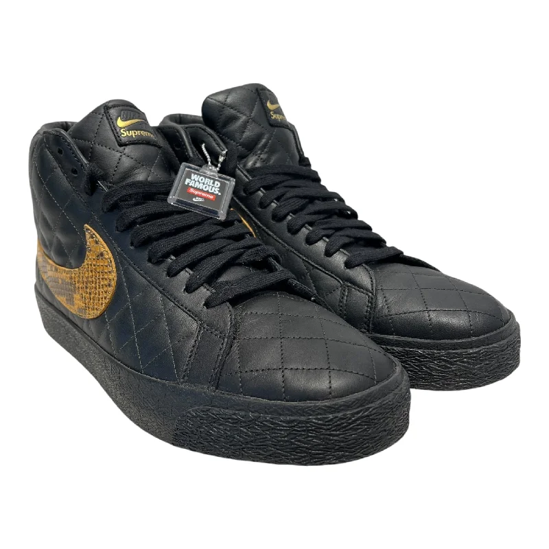 Supreme/NIKE SB/Hi-Sneakers/US 12/Leather/BLK/Zoom Blazer Mid QS Snakeskin