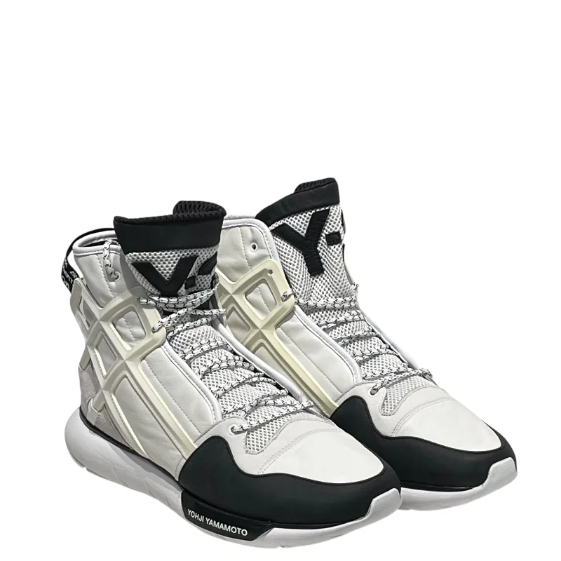 adidasxYohji Yamamoto(Y-3)/Hi-Sneakers/US 10.5/Leather/WHT/qasa basketball