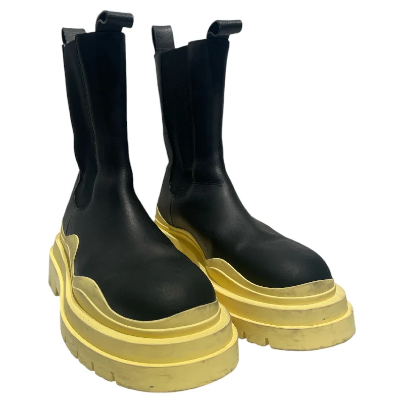 BOTTEGA VENETA/Rain Boots/US 11/BLK/Bottega yellow leather chelsea