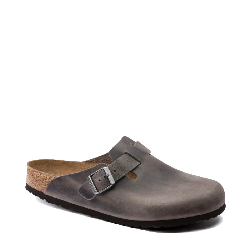 Birkenstock Boston Soft Footbed Oiled Leather Clog (Iron Gray)