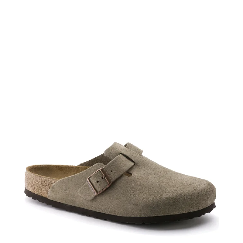 Birkenstock Boston Suede Leather Soft Footbed Clog (Taupe)