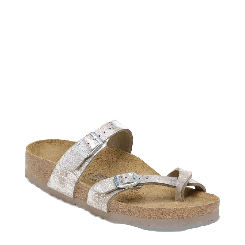 Birkenstock Women's Mayari Toe Loop Sandal (Washed Metallic Silver Taupe/Silver)