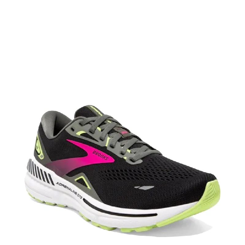 Brooks Women's Adrenaline GTS 23 Sneaker (Black/Gunmetal/Sharp Green)