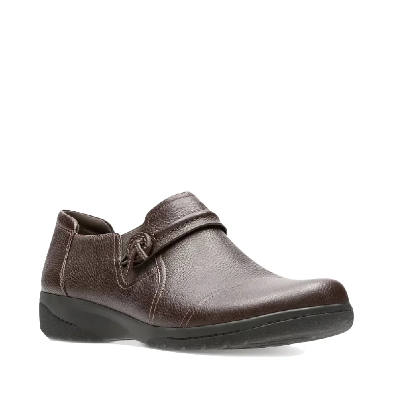 Clarks Women's Cheyn Madi Leather Slip On in Dark Brown