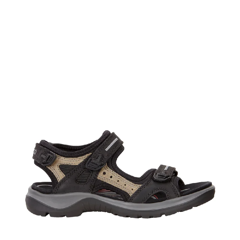 Ecco Women's Yucatan Sandal in Black/Mole/Black