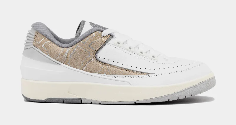 Air Jordan 2 Retro Low Python Mens Lifestyle Shoes (White/Cement Grey/Sanddrift/Neutral Grey/Sail)