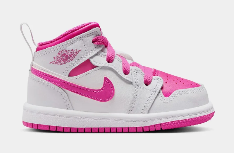 Air Jordan 1 Mid Fire Pink Infant Toddler Lifestyle Shoes (Fire Pink/White)