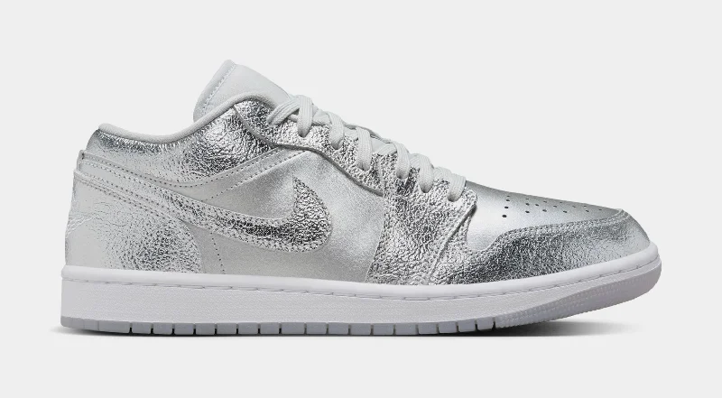 Air Jordan 1 Low SE Womens Lifestyle Shoes (Metallic Silver/Photon Dust/Wolf Grey/White)