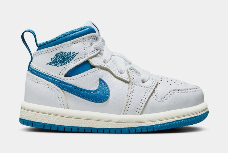 Air Jordan 1 Retro Mid SE Industrial Blue Infant Toddler Lifestyle Shoes (White/Sail/Industrial Blue)